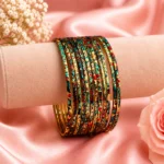 Printed Metal Bangle - Golden-Multi
