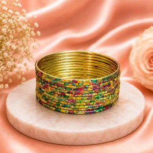 Printed Metal Bangle – M. Gold-Multi (2)