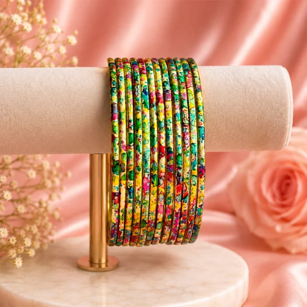 Printed Metal Bangle - M. Gold-Multi