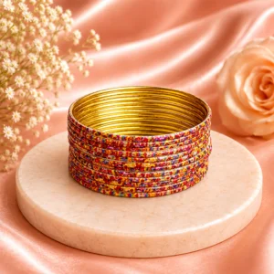 Printed Metal Bangle – Rose-Multi (3)