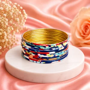 Printed Metal Bangle – White-Multi (1)