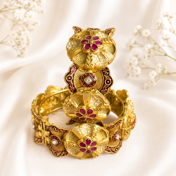 Ruby Floral with Meenakari Rajwadi Kundan Bangle