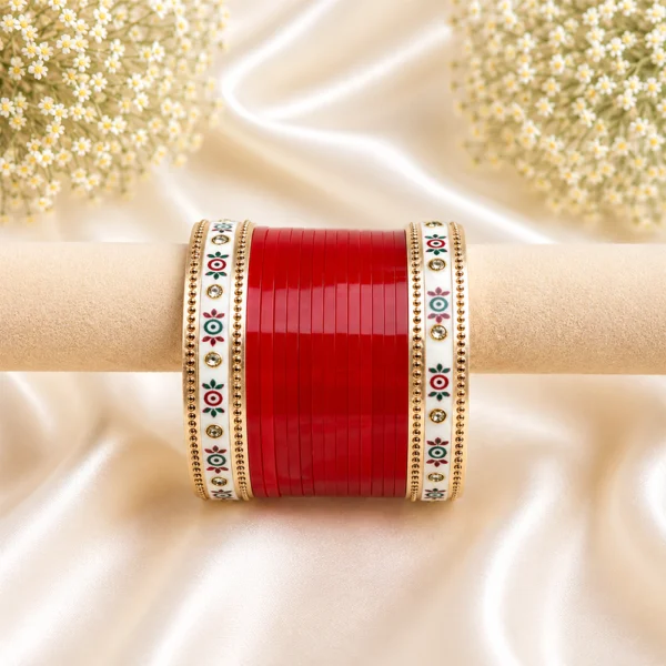 Short Basic Chura With Dot Bangle