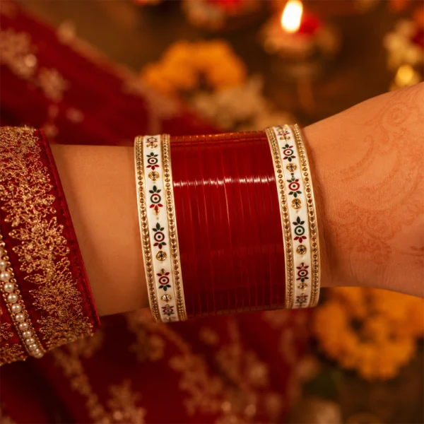 Short Basic Chura With Dot Bangle