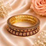 Square-Cut Stone With Meenakari Pacheli Kada