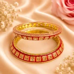 Square-Cut Stone With Meenakari Pacheli Kada