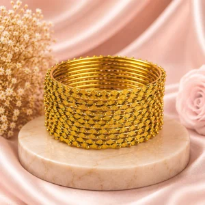 Triangle-Ball Chain Texture Bangle (Golden) (2)