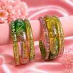 Triangle Stone Work Borosil Kada Set (Light-Multi)
