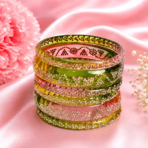 Triangle Stone Work Borosil Kada Set (Light-Multi) (2)