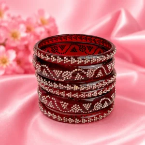 Triangle Stone Work Borosil Kada Set (Maroon) (1)