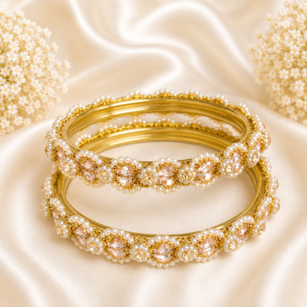 Stones And Pearls Glass kada