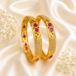 Ruby-emerald stone floral kada