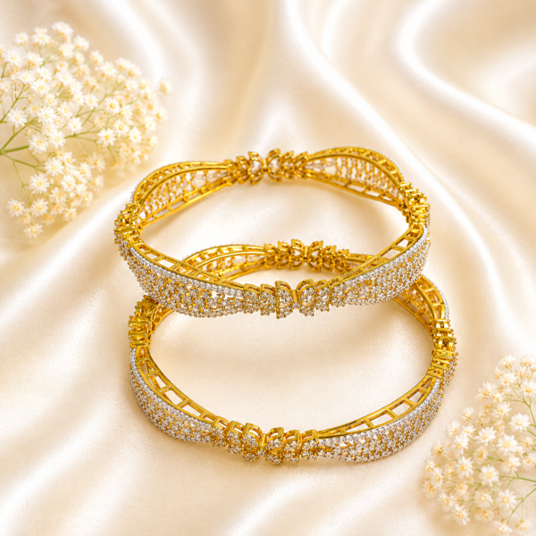 Twotone (gold/silver) plated AD kada
