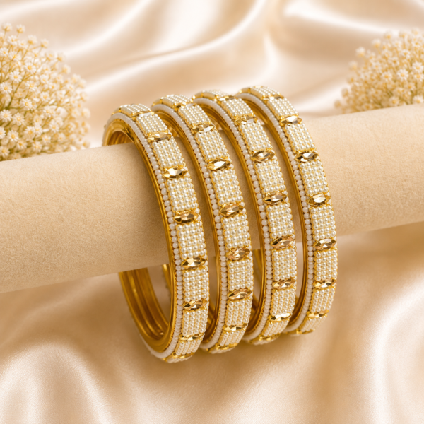 Pearl And Stones Glass Kada