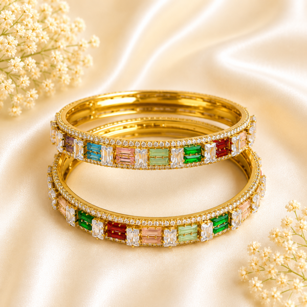 Multicolor baguette cut AD kada