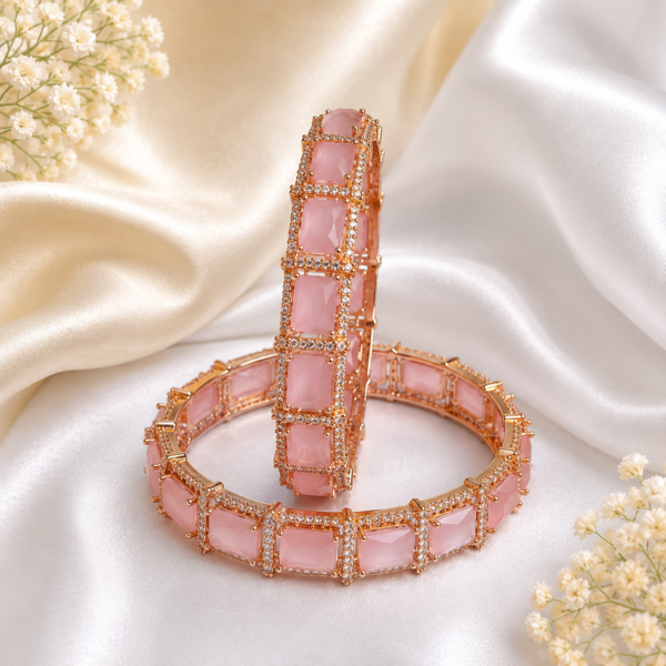 Rose Gold-Plated AD kada (Pink)