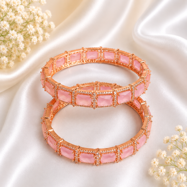 Rose Gold-Plated AD kada (Pink)