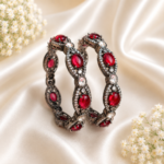 Oval-cut stone victorian plated AD kada (Ruby)