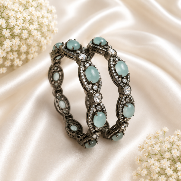 Oval-cut stone victorian plated AD kada (Mint)