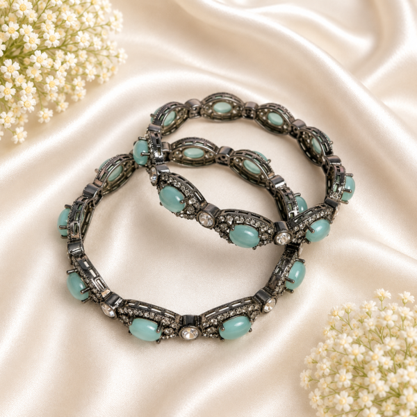 Oval-cut stone victorian plated AD kada (Mint)