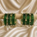 Classic Green Bangle Set With Kashmiri Ghungroo