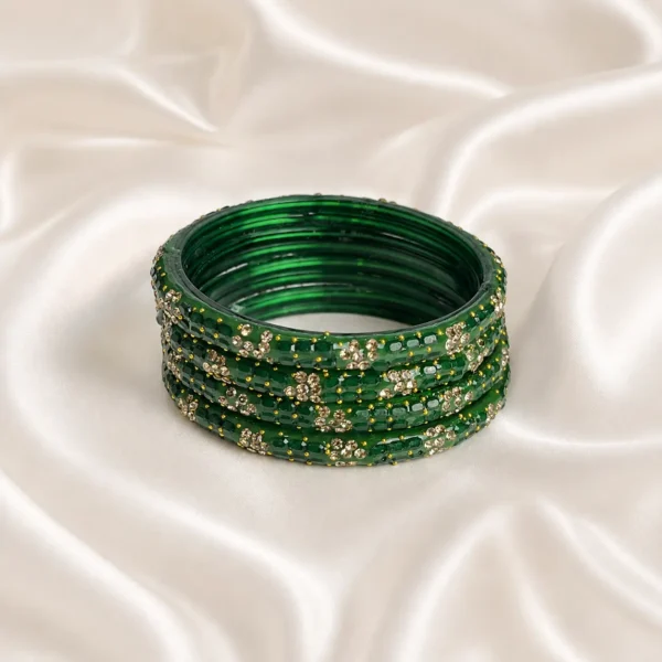Flower Design Stone Glass Kada