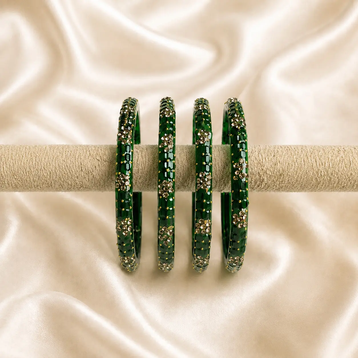 Flower Design Stone Glass Kada