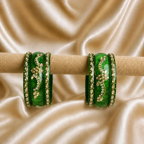 Green Marble Glass Bangle Set