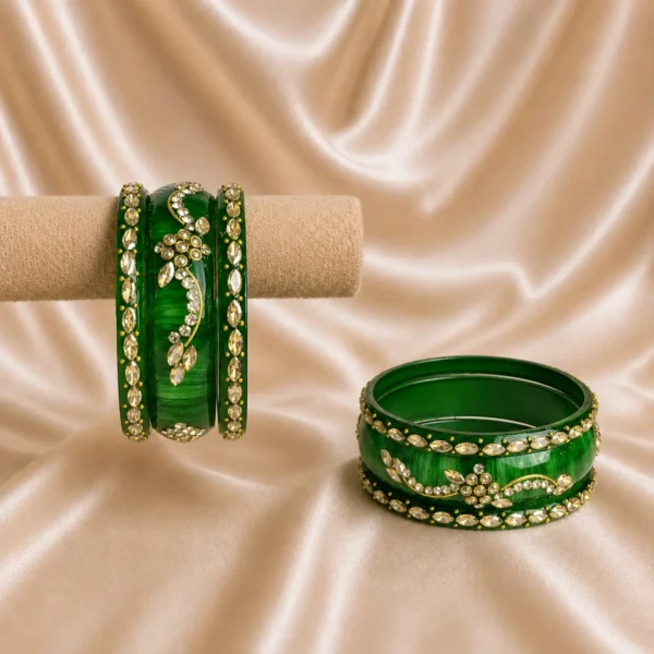 Green Marble Glass Bangle Set