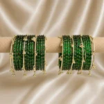 Green Raindrop Bangle With Premium Ghungroo Glass Set