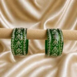 Heart Shape Green Kada Glass Bangle Set
