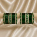 Teej Special Emerald Hexagon Design Stone Glass Set