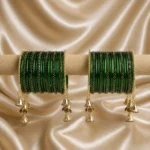 Trendy Green Teej Green Bangle Glass Set With Sleek Hanging